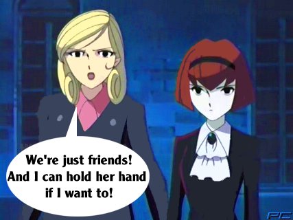Angel: We're just friends! And I can hold her hand if I want to!